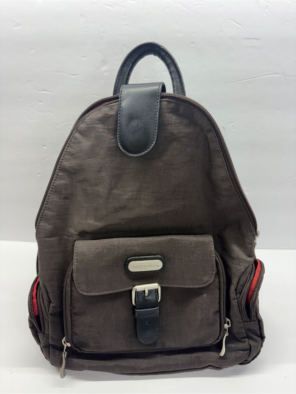 Baggallini Metro Convertible Backpack Sling Travel Bag Brown Red